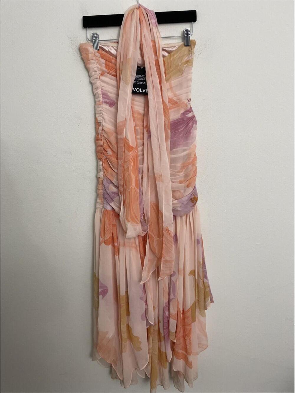 Free People Retrofete Teryn Peche Primavera Chiffon Dress strapless S $898msrp - Picture 8 of 10